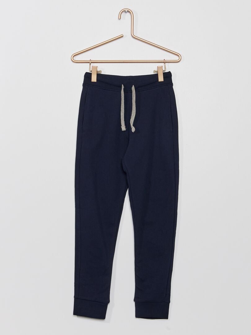 Pantalón de jogging de algodón liso azul - Kiabi