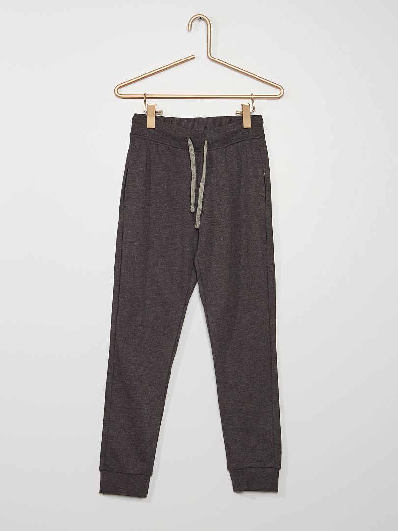 Pantalón de jogging de algodón liso gris oscuro - Kiabi