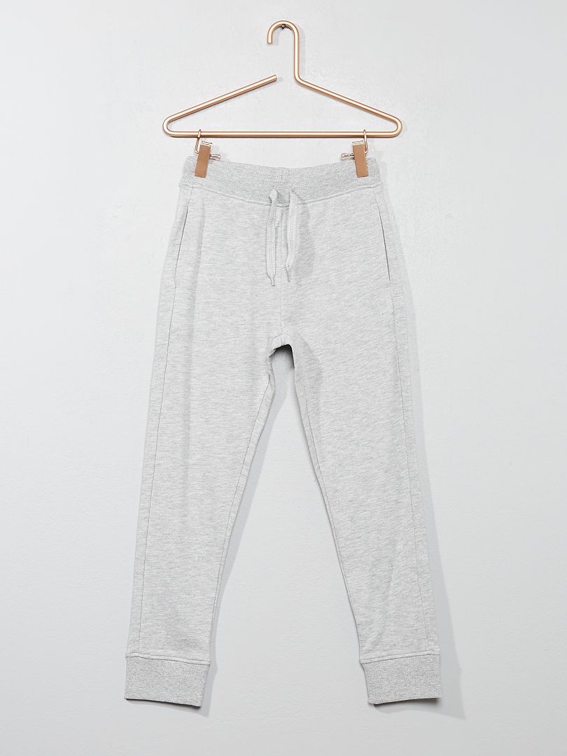 Pantalón de jogging de algodón liso GRIS - Kiabi
