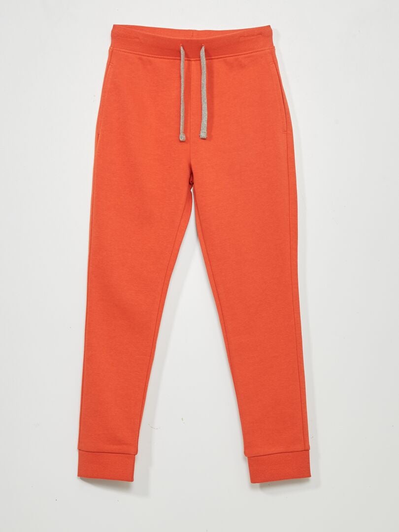 Pantalón de jogging de algodón liso naranja - Kiabi