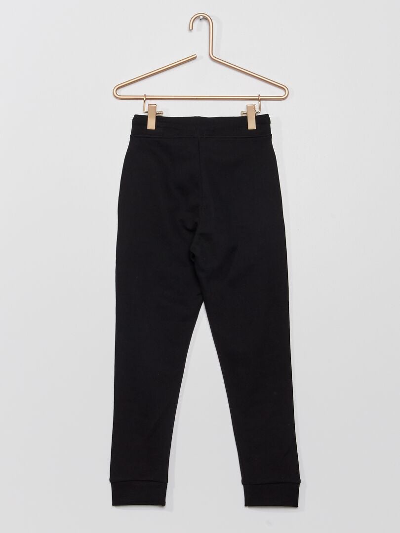 Pantalón de jogging de algodón liso Negro - Kiabi
