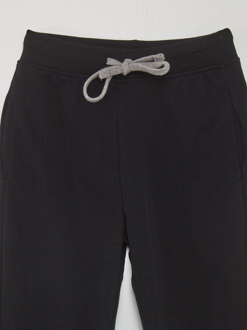 Pantalón de jogging de algodón liso Negro - Kiabi