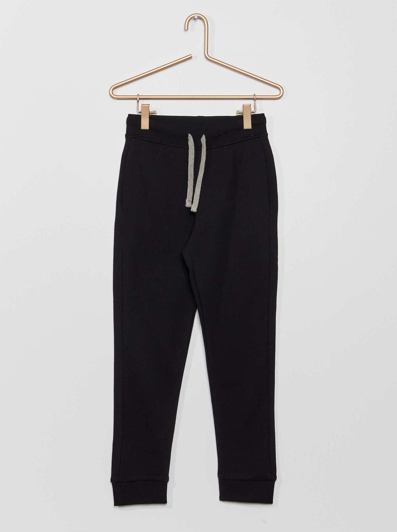 Pantalón de jogging de algodón liso Negro - Kiabi