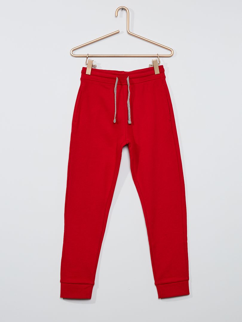 Pantalón de jogging de algodón liso rojo - Kiabi