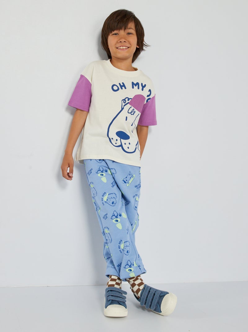 Pantalón de jogging de felpa estampada AZUL - Kiabi