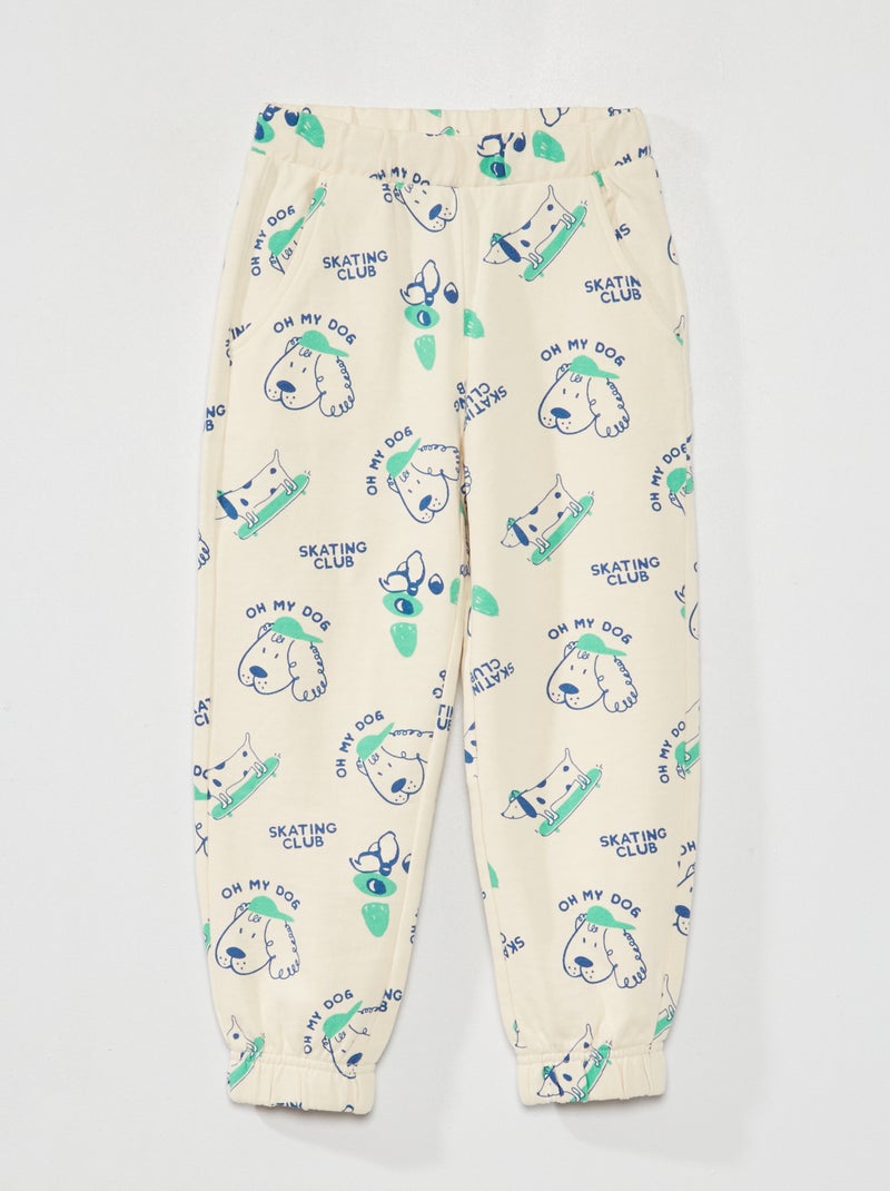 Pantalón de jogging de felpa estampada BLANCO - Kiabi