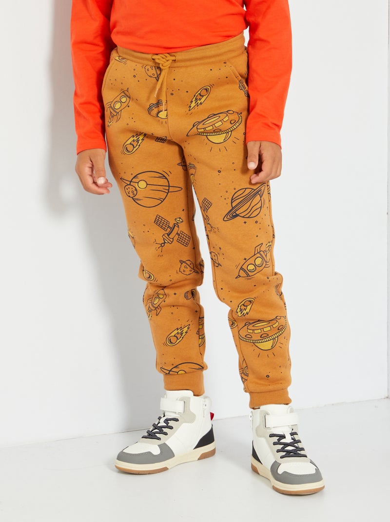 Pantalón de jogging de felpa estampado MARRON - Kiabi