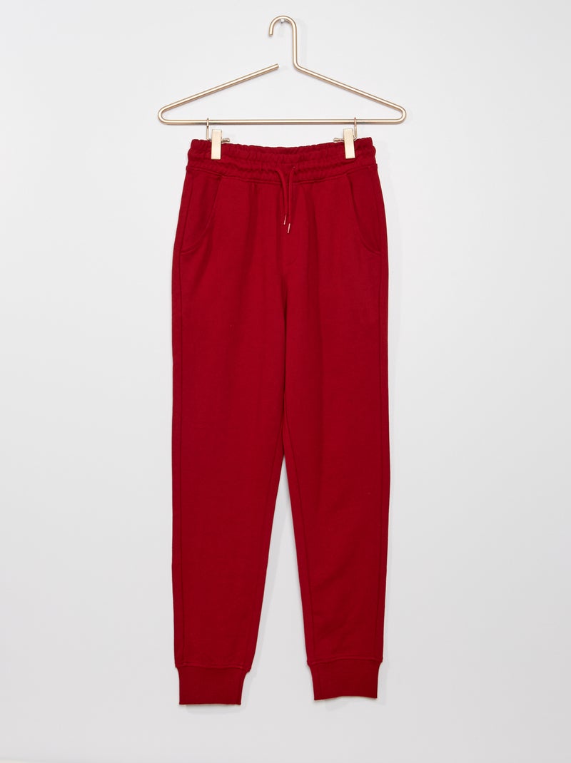 Pantalón de jogging de felpa rojo burdeos - Kiabi