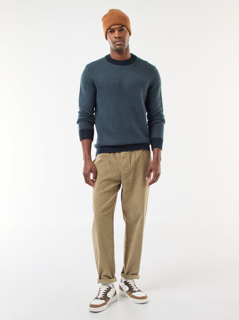 Pantalón de jogging de pana liso Beige - Kiabi