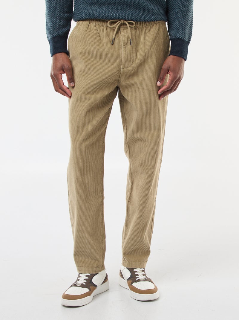 Pantalón de jogging de pana liso Beige - Kiabi