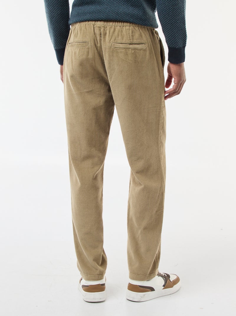 Pantalón de jogging de pana liso Beige - Kiabi