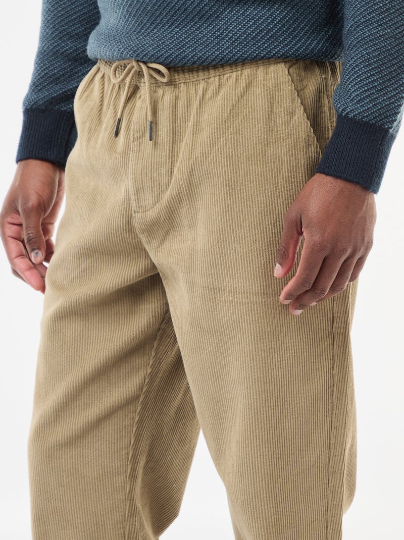 Pantalón de jogging de pana liso Beige - Kiabi