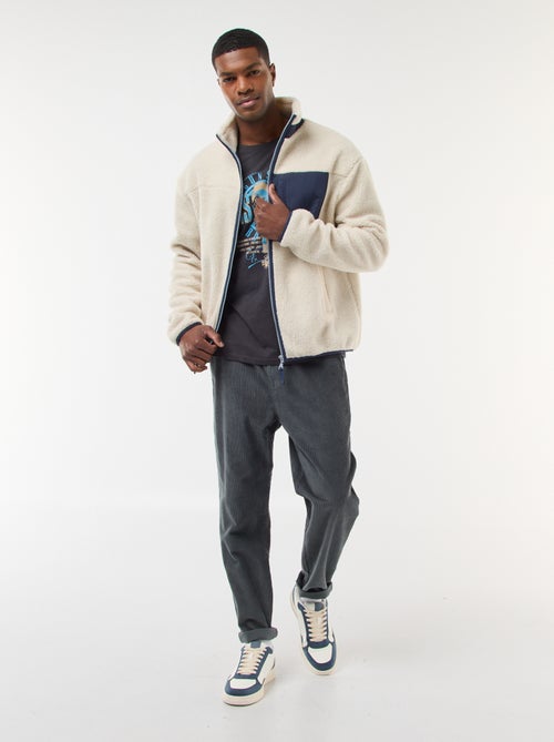 Pantalón de jogging de pana liso - Kiabi