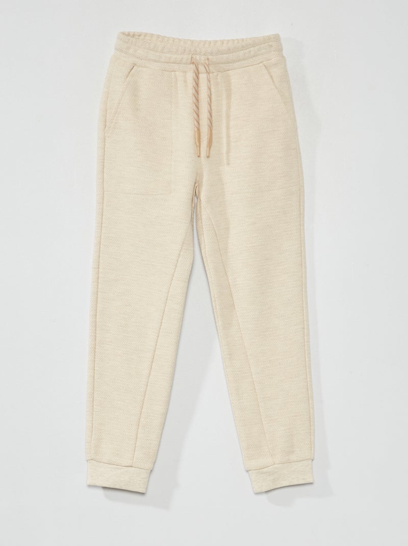 Pantalón de jogging de piqué de algodón - Corte más ajustado BEIGE - Kiabi