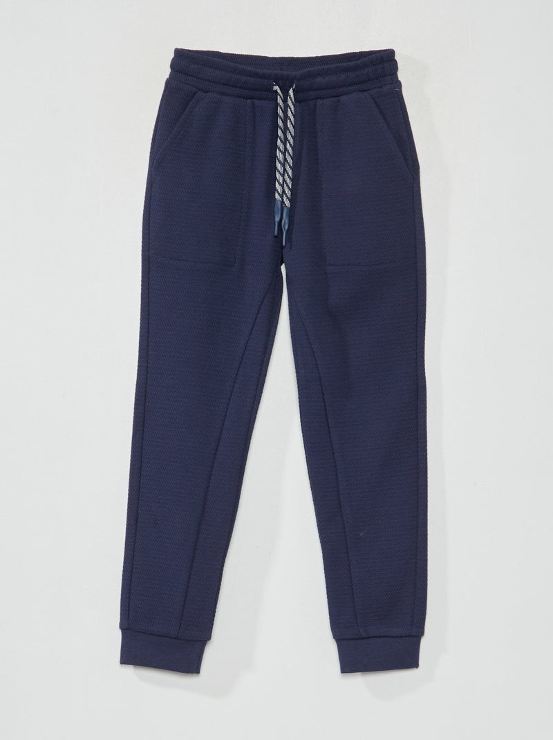Pantalón de jogging de piqué de algodón - Corte más ajustado negro iris - Kiabi