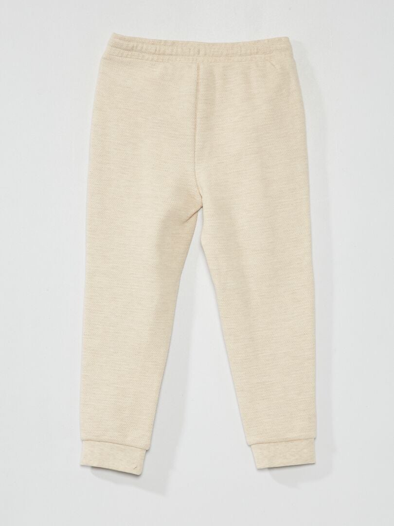 Pantalón de jogging de piqué de algodón - Corte más cómodo BEIGE - Kiabi