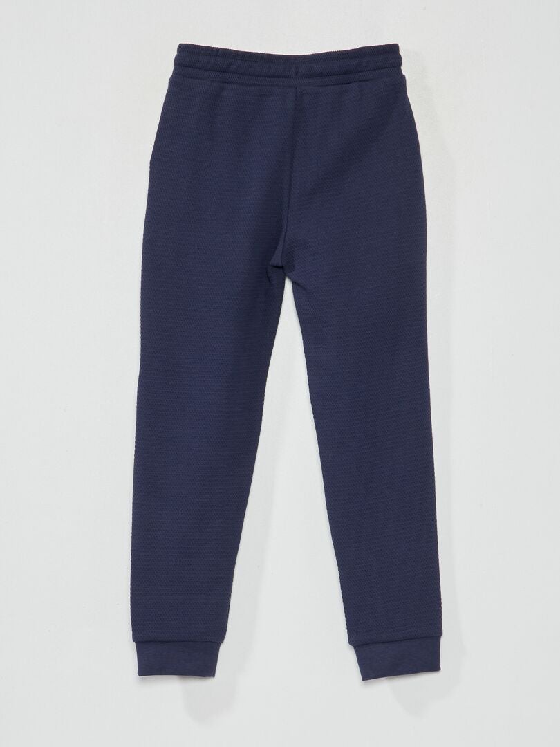 Pantalón de jogging de piqué de algodón - Corte más cómodo negro iris - Kiabi