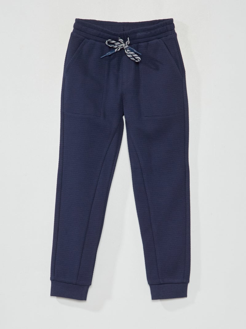 Pantalón de jogging de piqué de algodón - Corte más cómodo negro iris - Kiabi