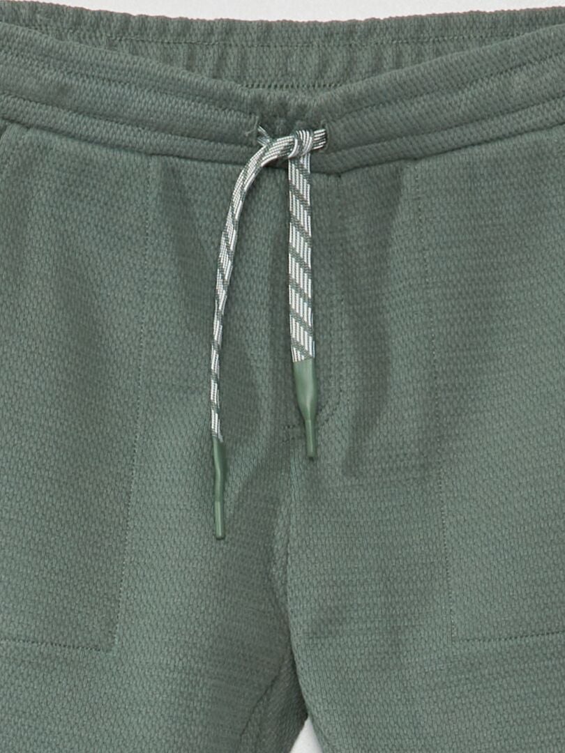 Pantalón de jogging de piqué de algodón - Corte más cómodo verde gris - Kiabi