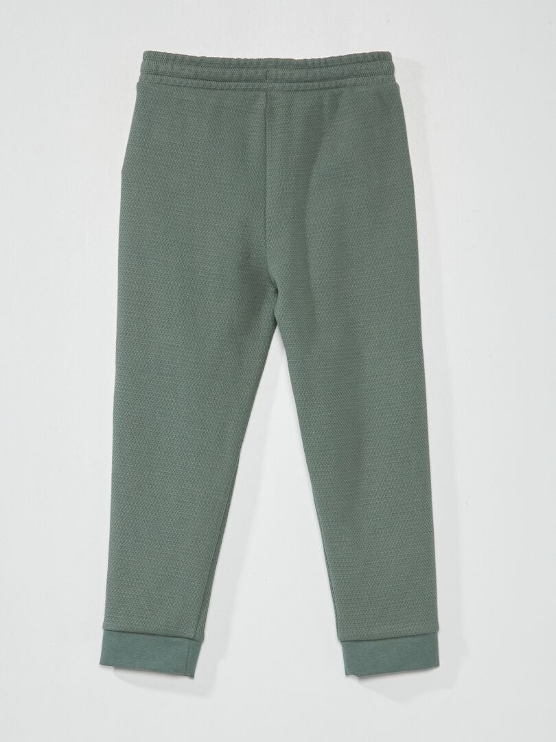 Pantalón de jogging de piqué de algodón - Corte más cómodo verde gris - Kiabi