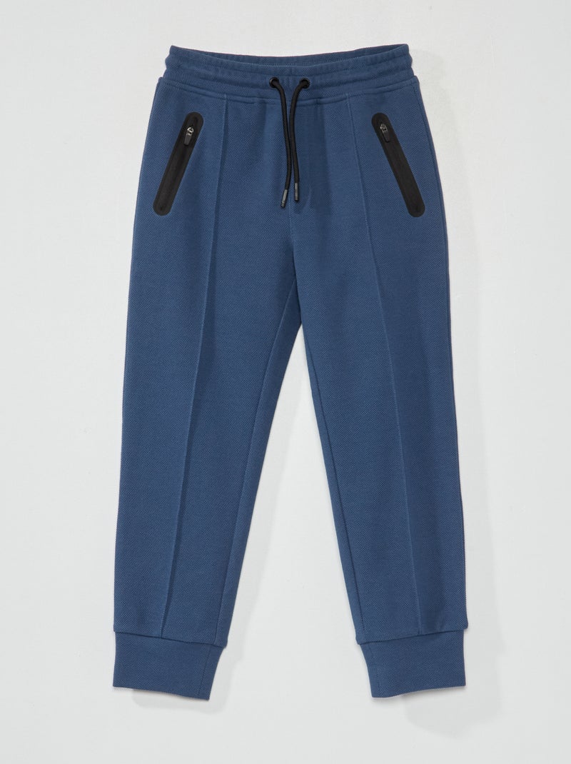 Pantalón de jogging de piqué de algodón azul oscuro - Kiabi