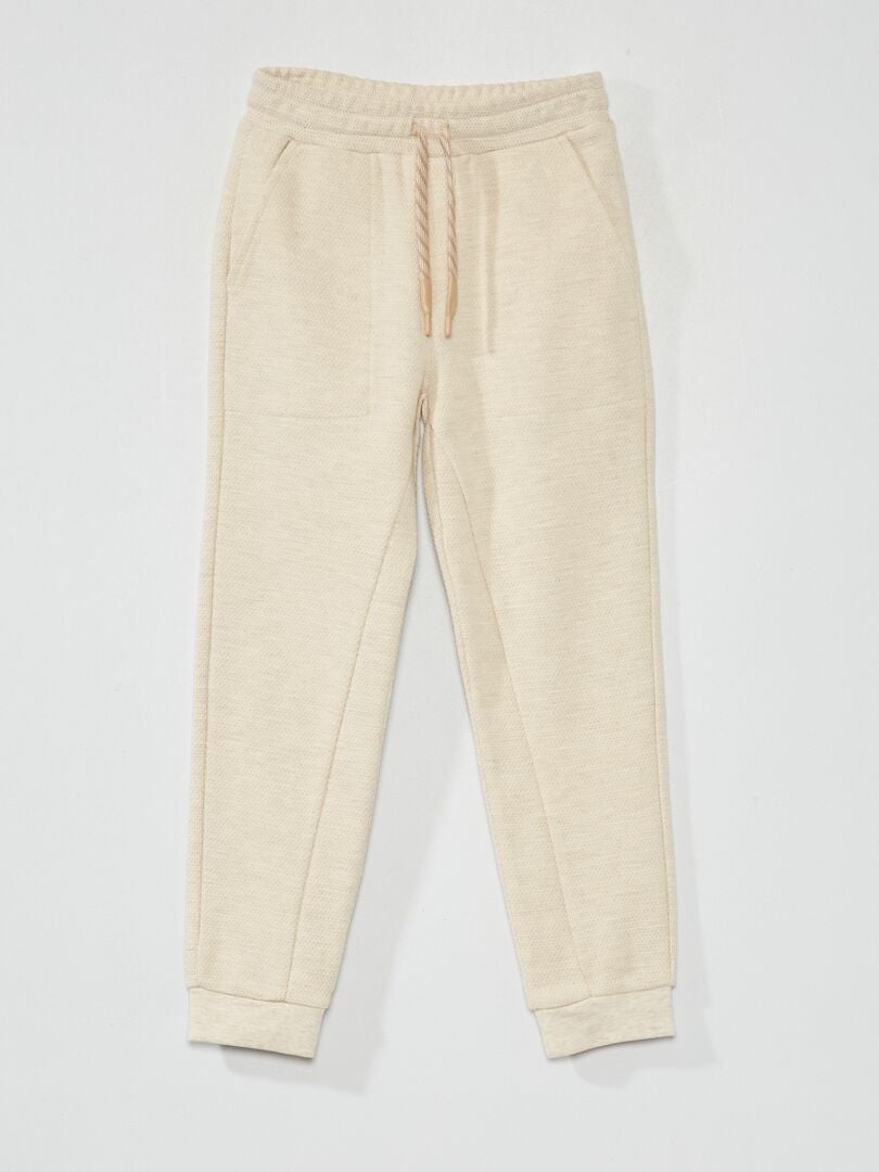 Pantalón de jogging de piqué de algodón BEIGE - Kiabi