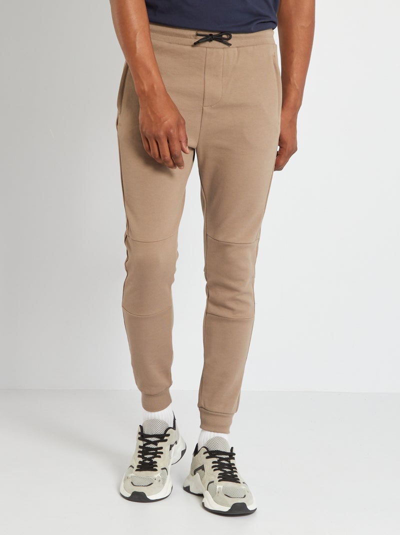 Pantalón de jogging de piqué de algodón gris beige - Kiabi