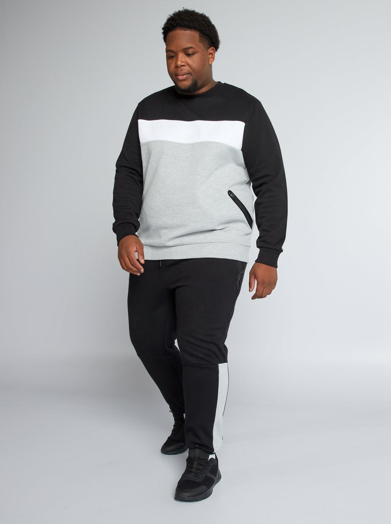 Pantalón de jogging de piqué de algodón Negro - Kiabi