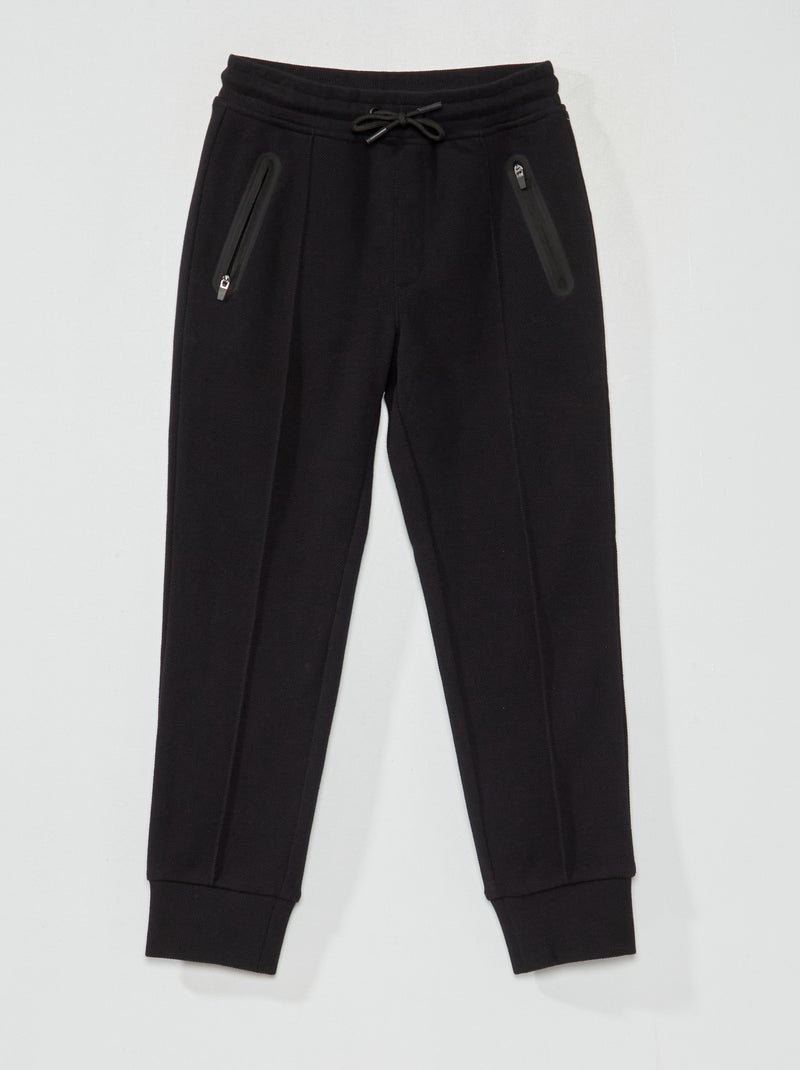 Pantalón de jogging de piqué de algodón Negro - Kiabi