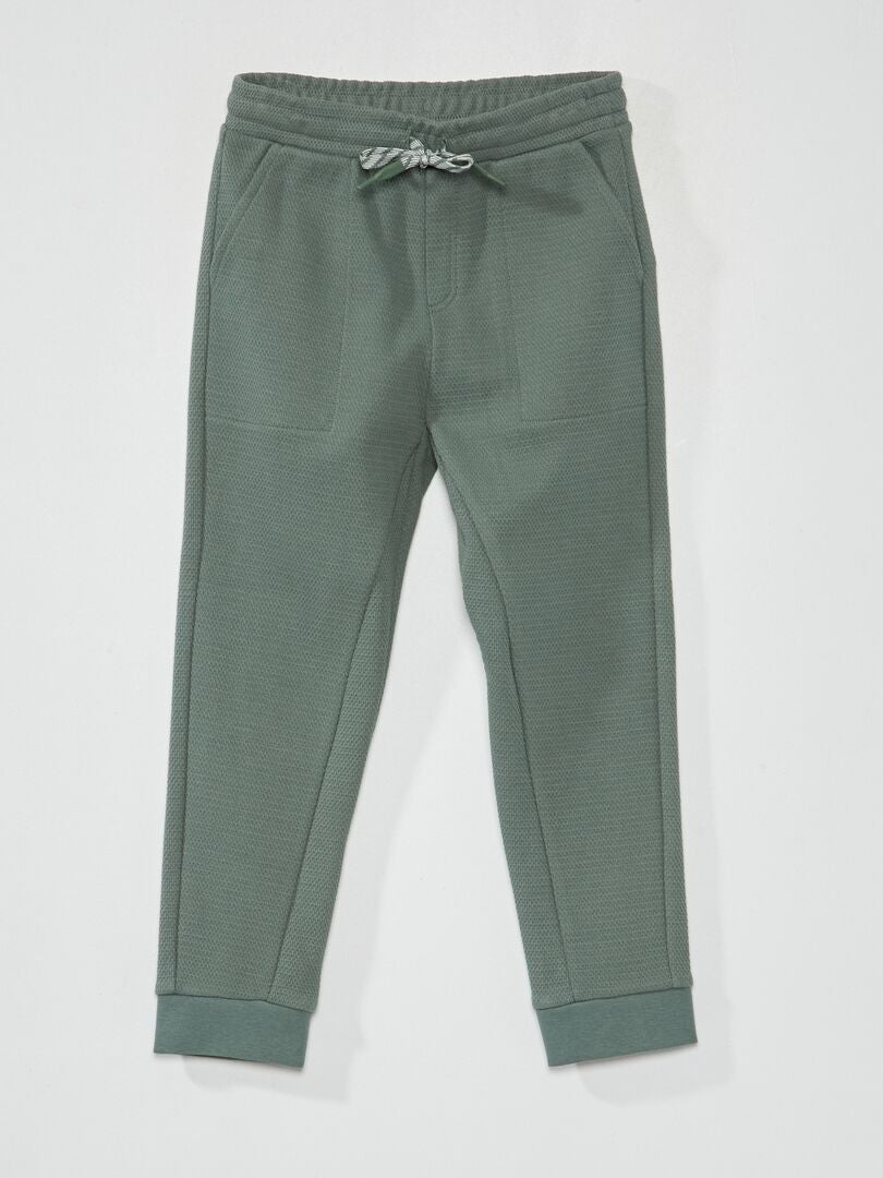 Pantalón de jogging de piqué de algodón verde gris - Kiabi