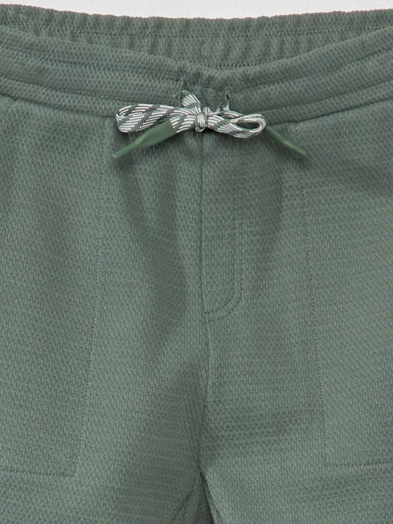 Pantalón de jogging de piqué de algodón verde gris - Kiabi