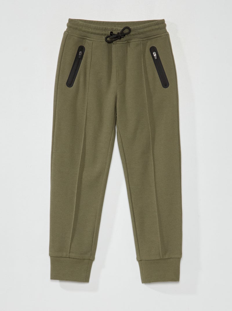 Pantalón de jogging de piqué de algodón verde oscuro - Kiabi