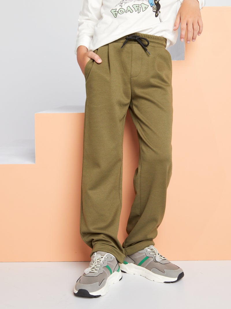 Pantalón de jogging de punto de piqué Caqui - Kiabi
