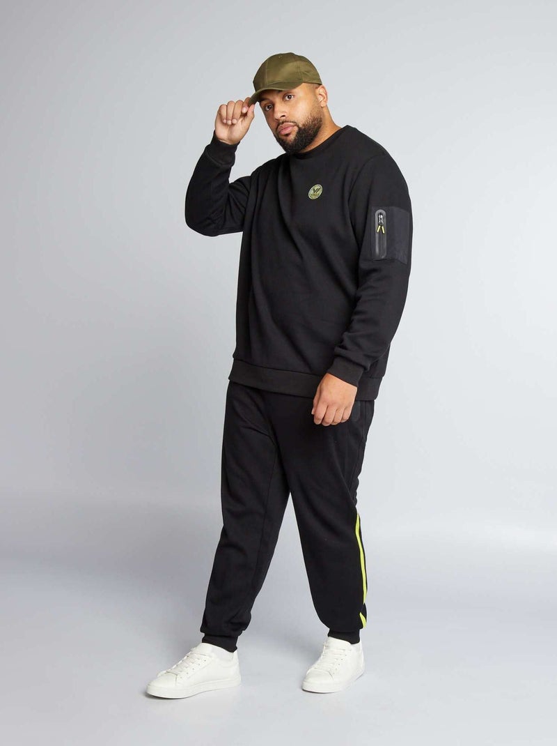Pantalón de jogging de punto de piqué negro - Kiabi