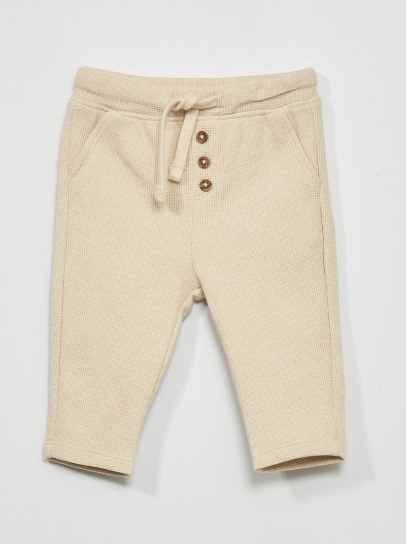 Pantalón de jogging de punto gofrado BEIGE - Kiabi