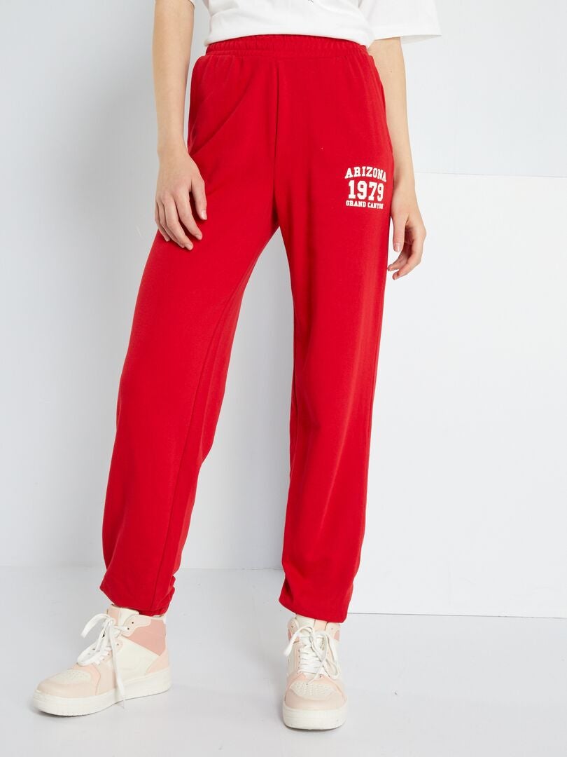 Pantalón de jogging jaspeado con inscripción ROJO - Kiabi