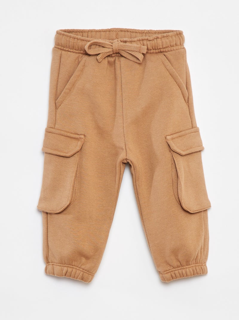 Pantalón de jogging liso con bolsillos grandes Beige - Kiabi