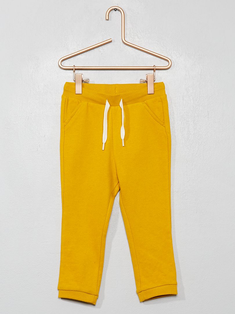 Pantalón de jogging liso de felpa amarillo bronce - Kiabi