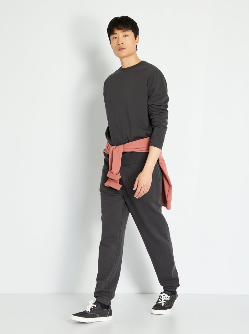 Pantalón de jogging liso gris oscuro - Kiabi