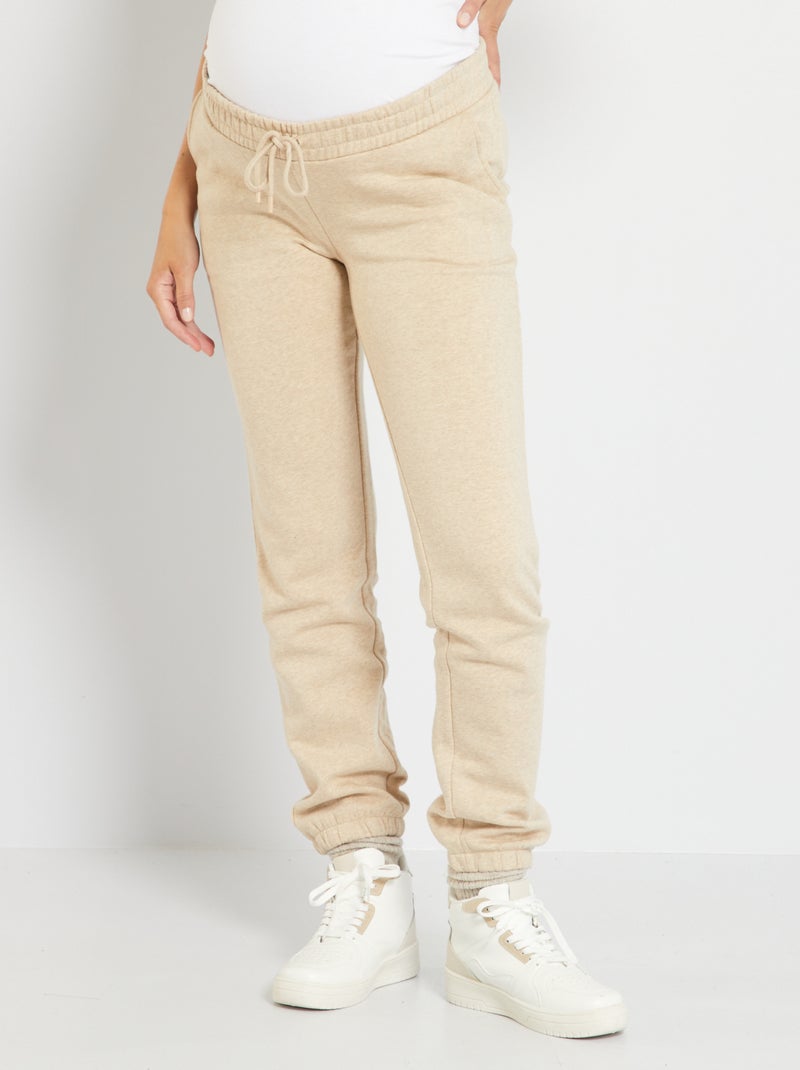 Pantalón de jogging premamá de felpa BEIGE - Kiabi