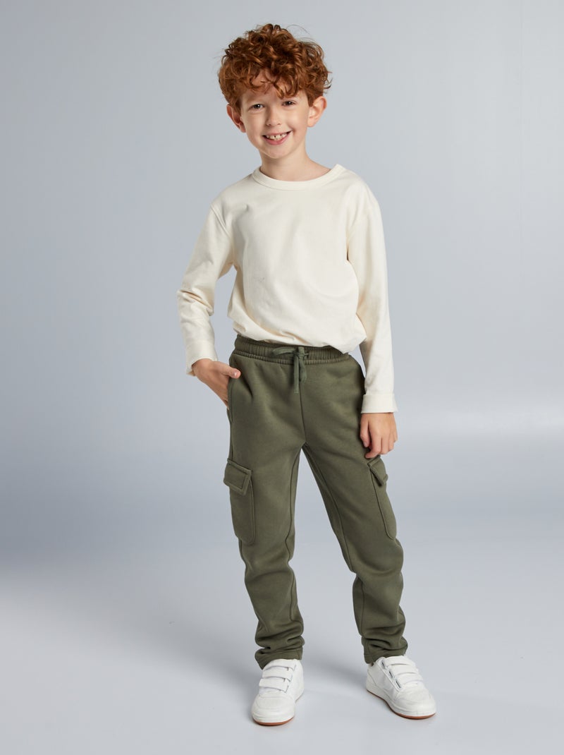 Pantalón de jogging recto multibolsillos  - Corte más ajustado VERDE - Kiabi