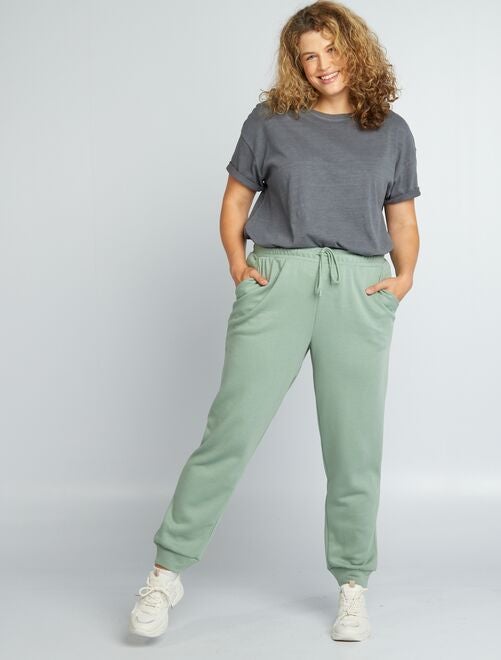 Pantalones jogger en tallas grandes para mujer verde Kiabi