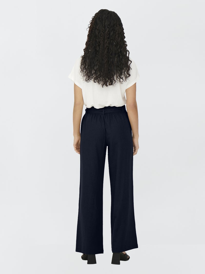 Pantalón de lino ancho 'JDY' AZUL - Kiabi