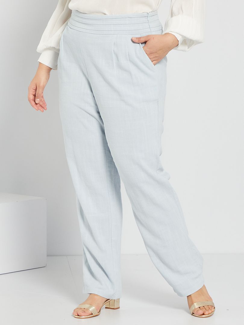 Pantalón de lino - azul gris - Kiabi - 22.00€