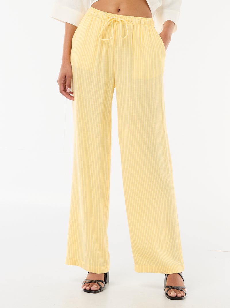 Pantalón de lino con 2 bolsillos Amarillo - Kiabi