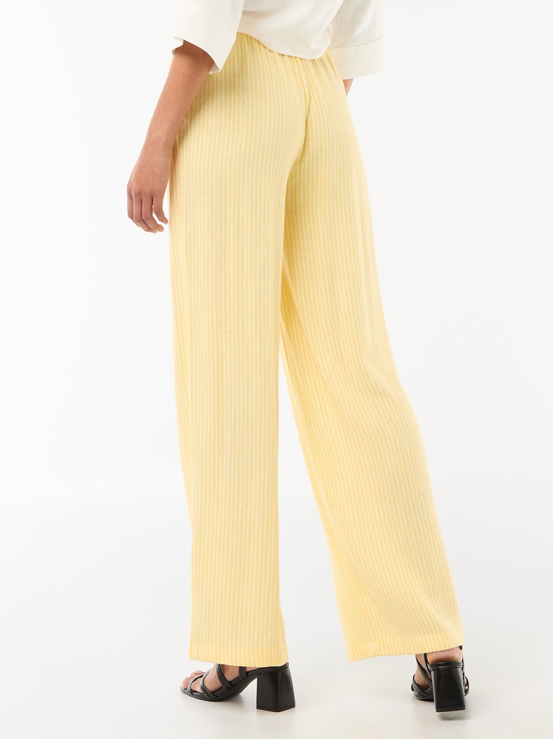 Pantalón de lino con 2 bolsillos Amarillo - Kiabi