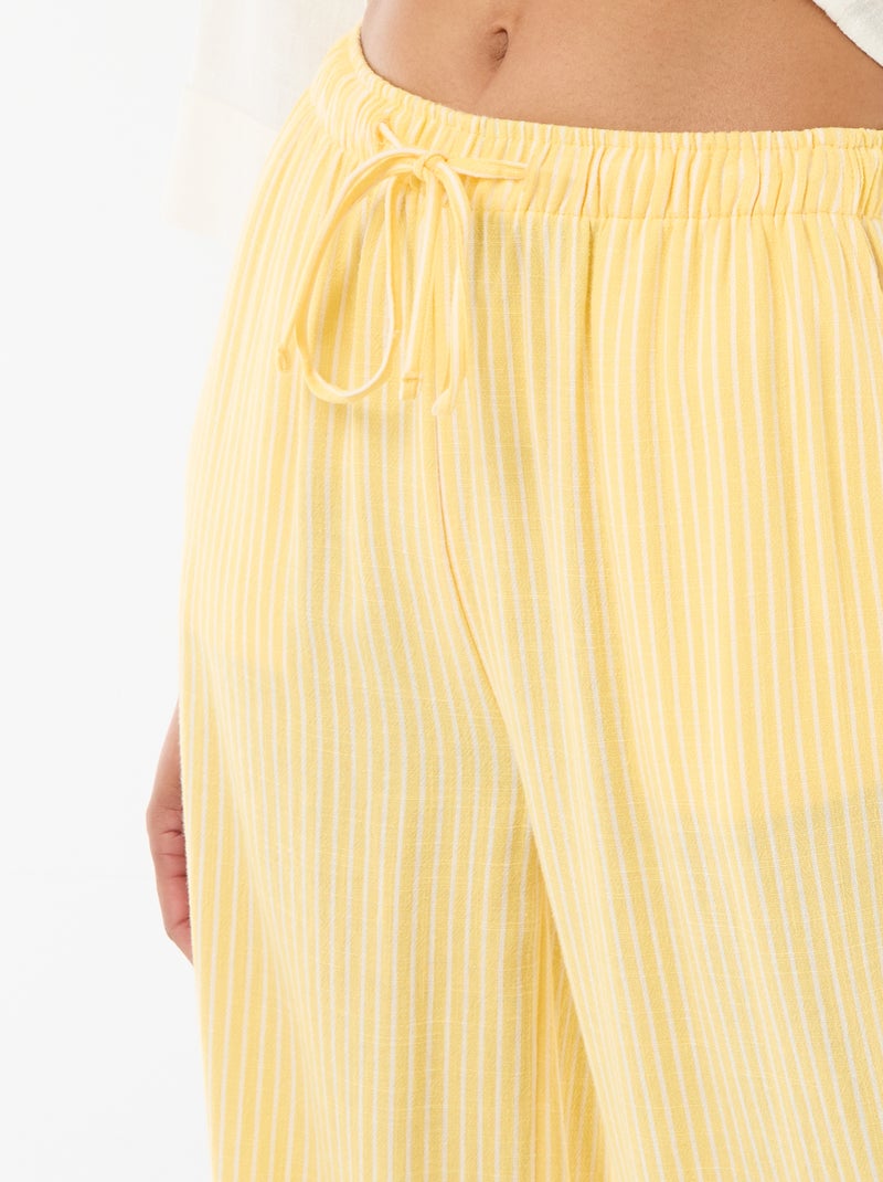 Pantalón de lino con 2 bolsillos Amarillo - Kiabi