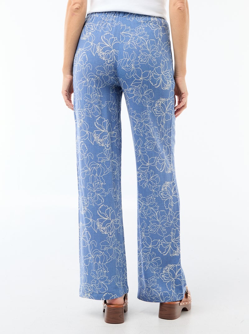 Pantalón de lino con 2 bolsillos Azul - Kiabi