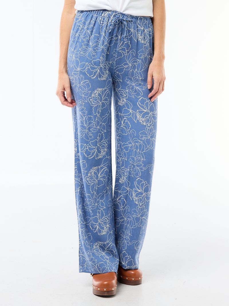 Pantalón de lino con 2 bolsillos Azul - Kiabi