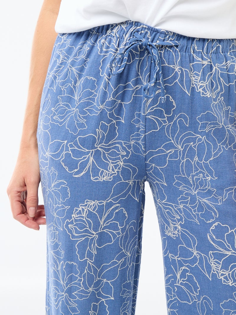 Pantalón de lino con 2 bolsillos Azul - Kiabi